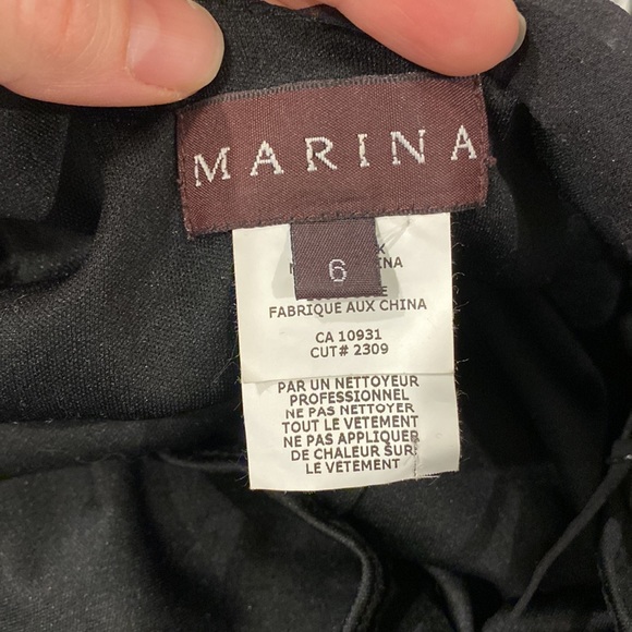 VINTAGE | Marina Black Silk Dress with Floral Sequin Embroidery / Modern Size XS - Picture 9 of 10